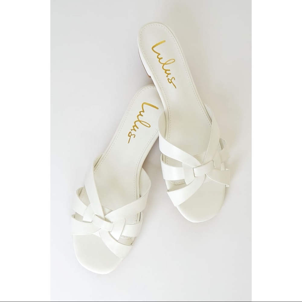 Lulus Caitlin White Slide Sandals Size 8